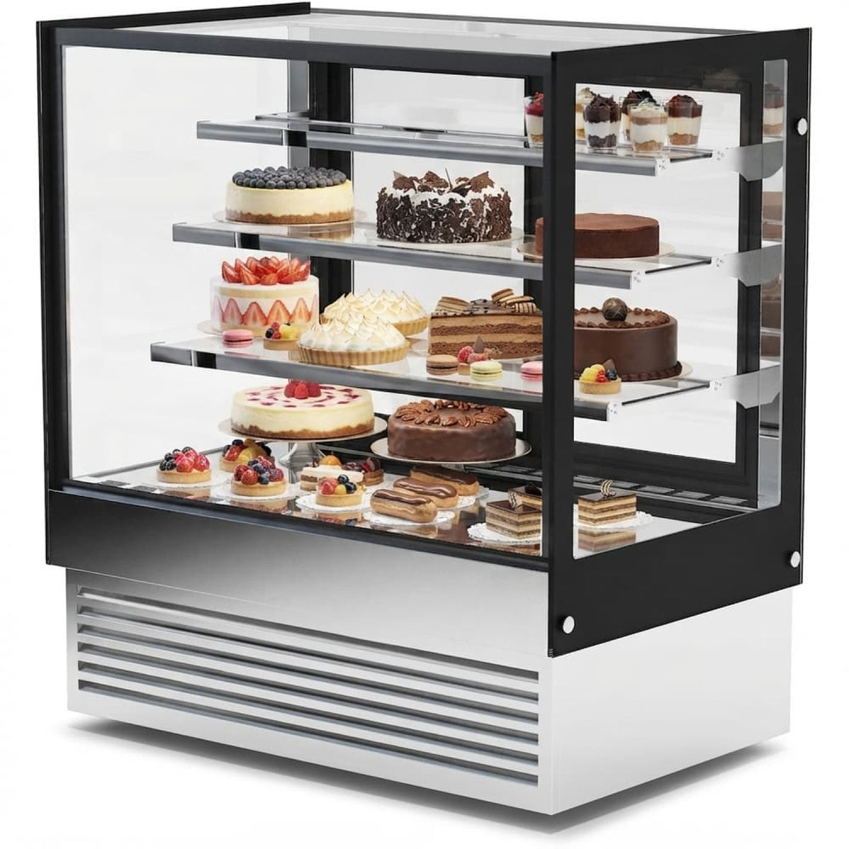 Cake Display Showcase 1200mm 3 Shelves Black & Stainless Steel - HL1200B3