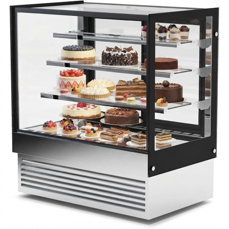 Cake Display Showcase 1200mm 3 Shelves Black & Stainless Steel - HL1200B3