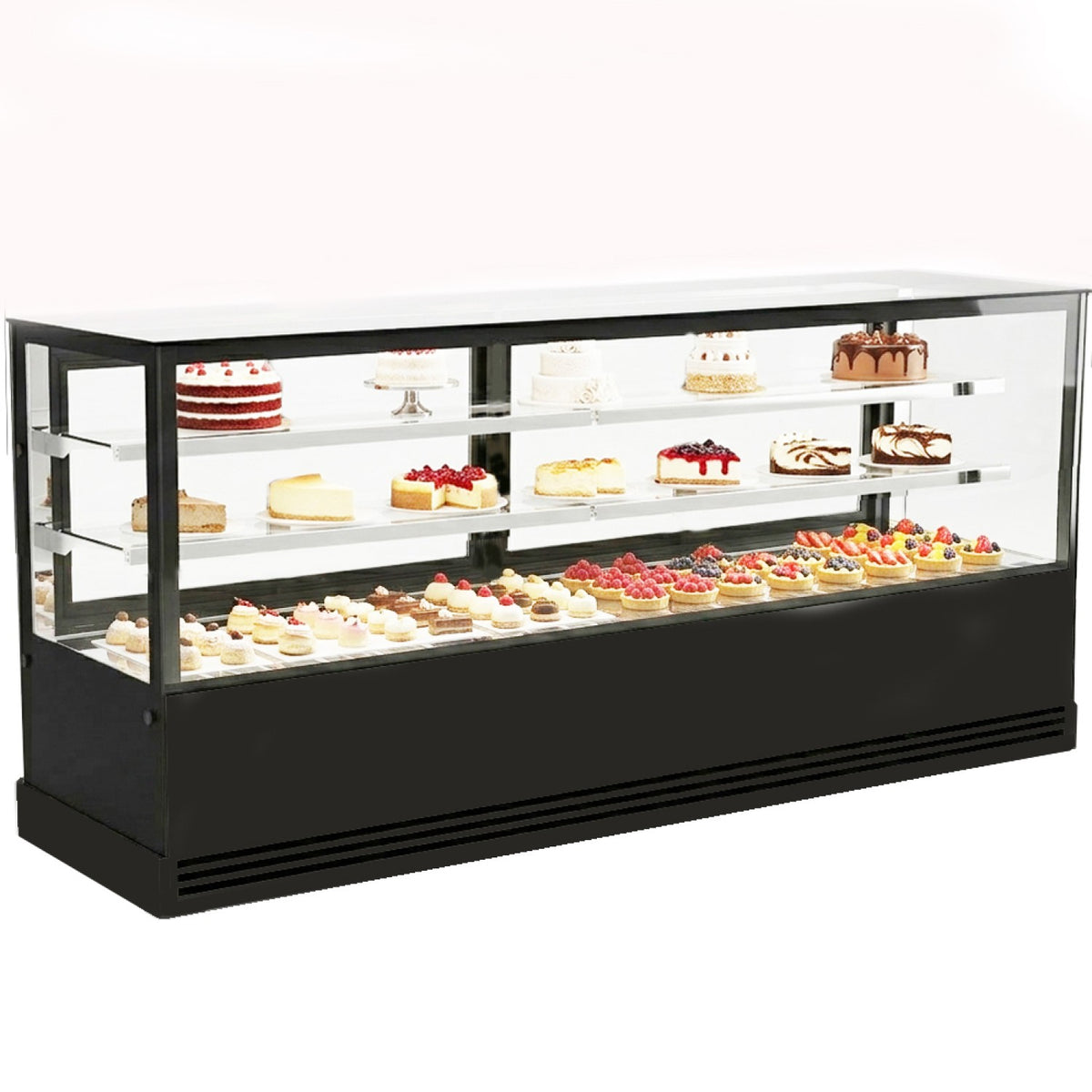 Cake Display Showcase 2000mm 2 Shelves Black - HL2000ER2B
