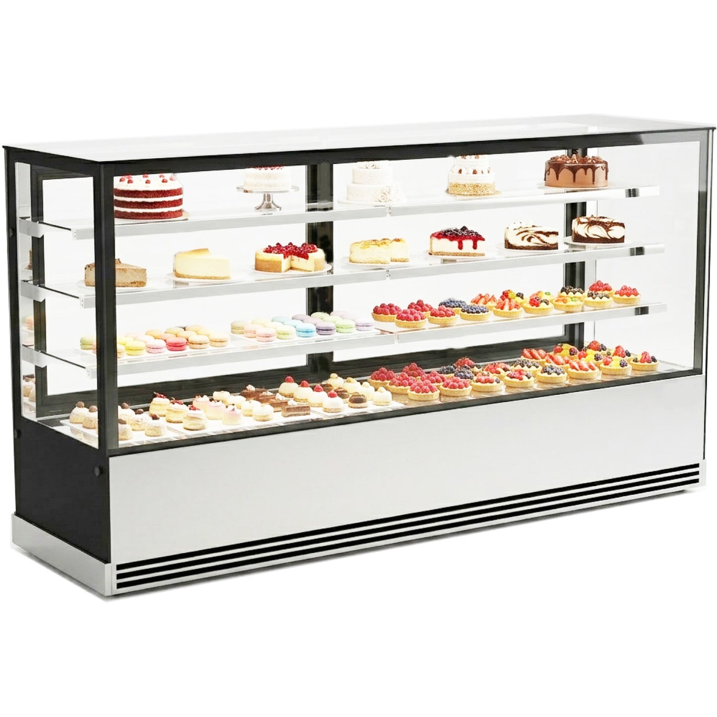 Cake Display Showcase 2000mm 3 Shelves Black & Stainless Steel - HL2000ER3