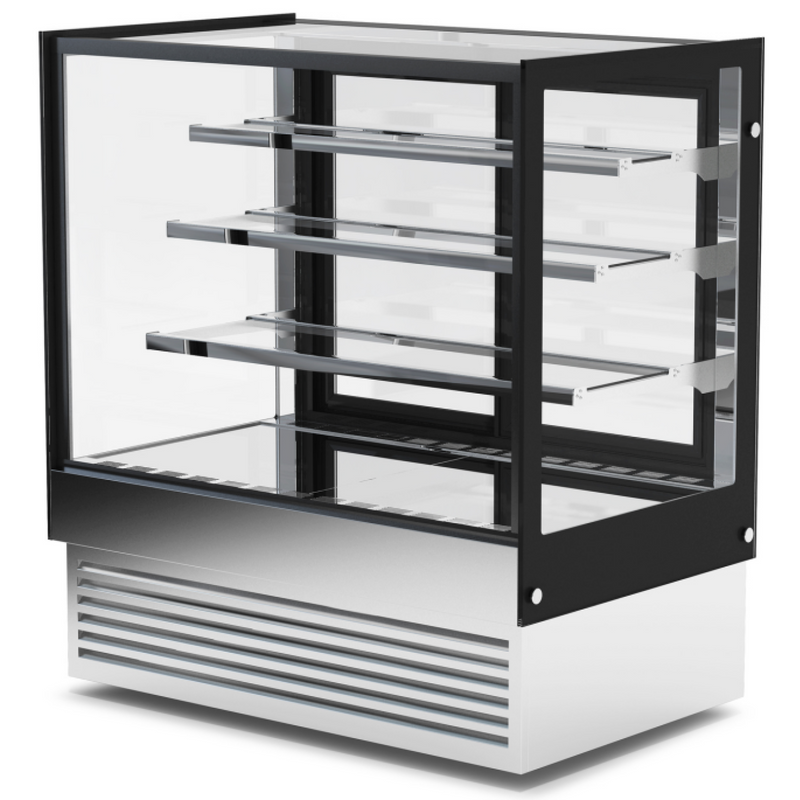 Cake Display Showcase 700mm 3 Shelves Black & Stainless Steel - HL700B3