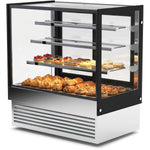 Cake Display Showcase 900mm 3 Shelves Black & Stainless Steel - HL900B3