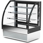 Curved Glass Cake Display Showcase 1200mm 3 Shelves Black & Stainless Steel - HL1200S3
