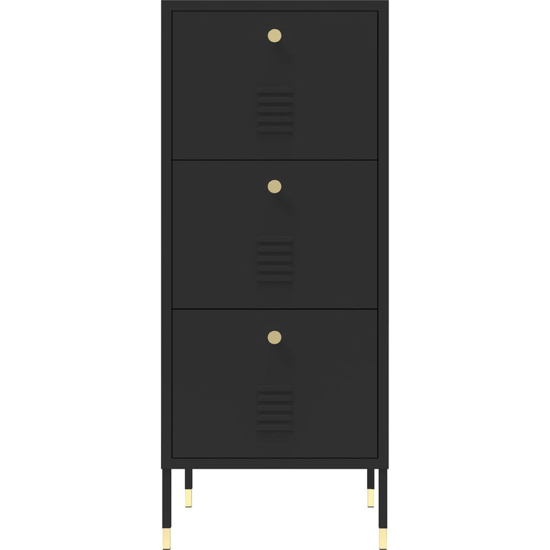 Metal Storage Cabinet 3 Drawers 420x400x1015mm Black - HMA12
