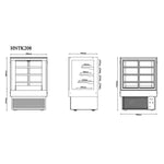 Commercial Upright Chilled Display Case 3 Glass Shelves 900x700x1300mm Black - HNTK208BLACK