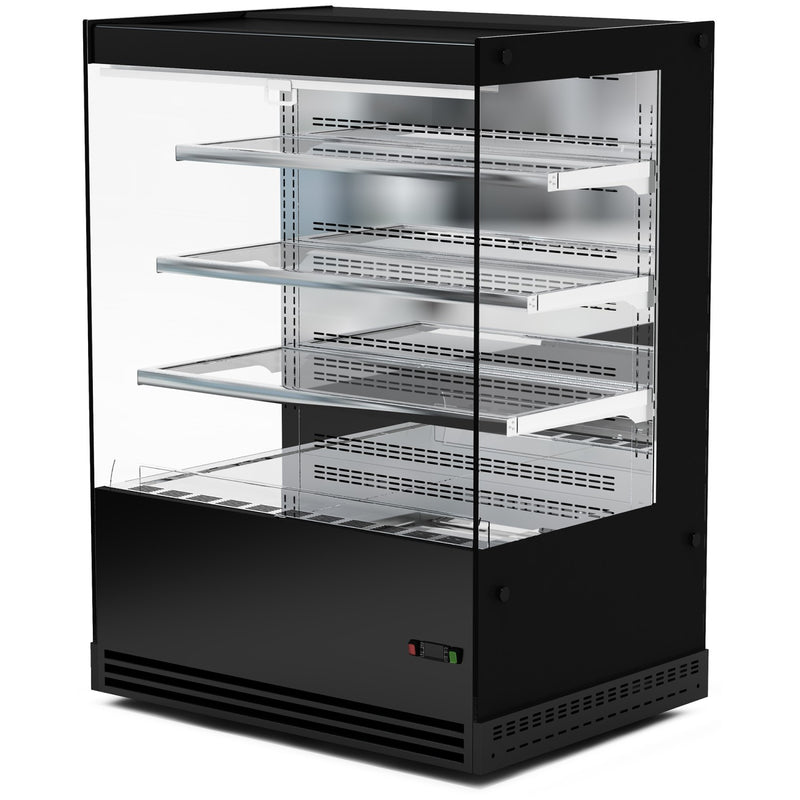 Commercial Upright Chilled Display Case 3 Glass Shelves 1300x740x1380mm Black - HNTK220BLACK