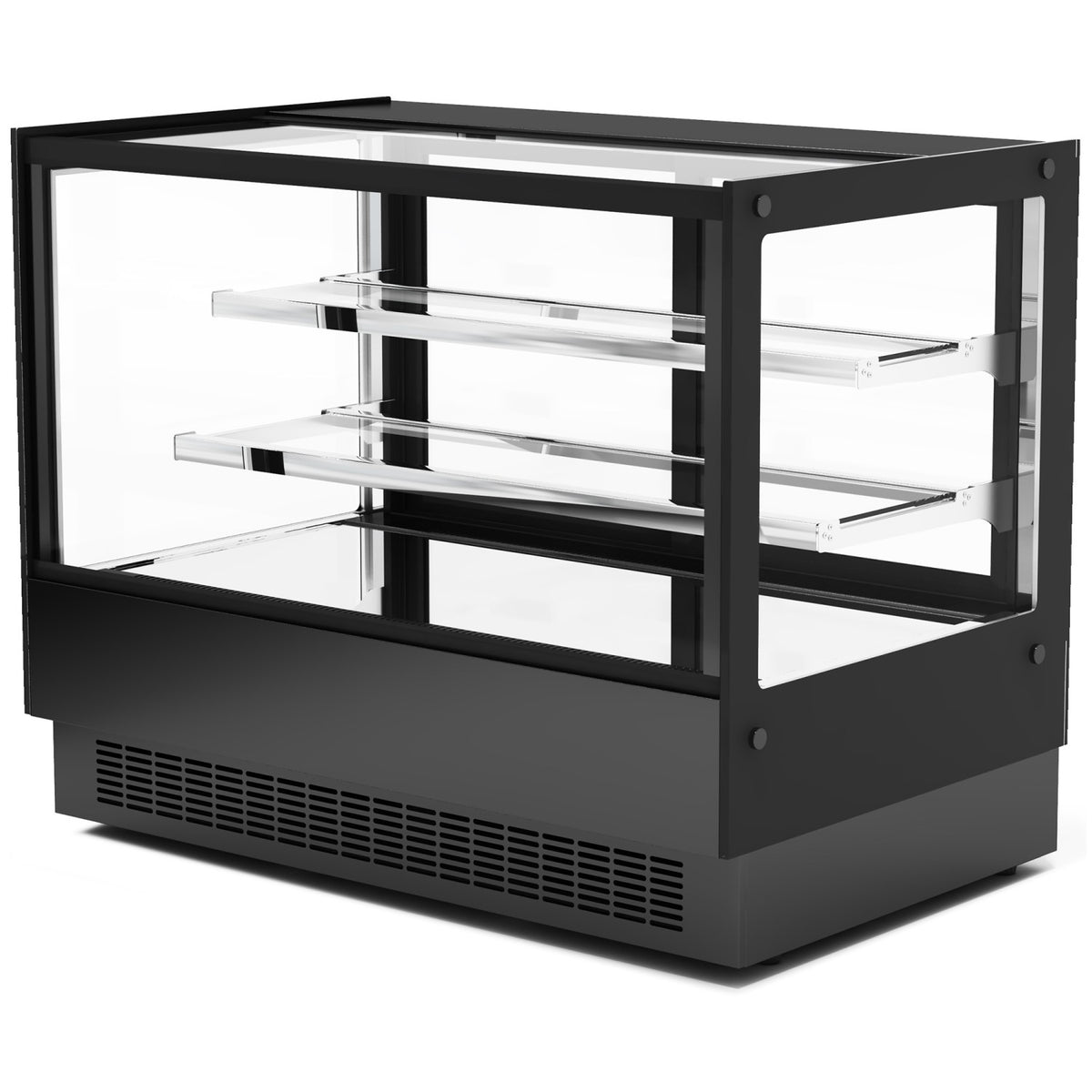 Commercial Countertop Chilled Display Case 2 Glass Shelves 1200x560x730mm Black - HNTK228BLACK