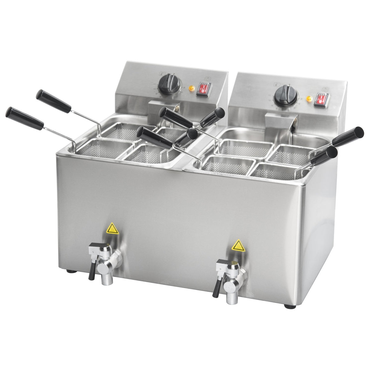 Commercial Electric 16L Double-Tank Table-Top Pasta Boiler with 8 Baskets and 2 Drain Taps 748×475×455mm - HP88CT