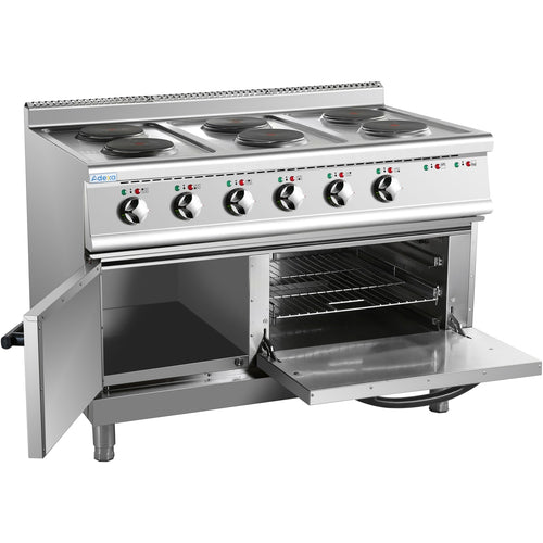 Commercial Electric Cooker 6 Burners (6x2000W) with Electric Oven (4800W) 1050x700x920xmm 380V - HRQ762A