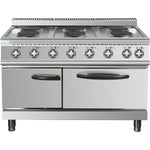 Commercial Electric Cooker 6 Burners (6x2000W) with Electric Oven (4800W) 1050x700x920xmm 380V - HRQ762A