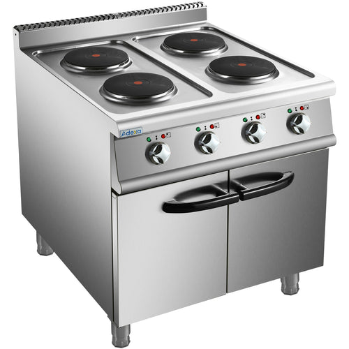 Commercial Electric Cooker 4 Burners with Cabinet Base 10.4kW 900mm Depth - HRQ912