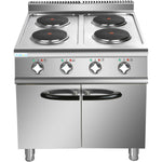 Commercial Electric Cooker 4 Burners with Cabinet Base 10.4kW 900mm Depth - HRQ912
