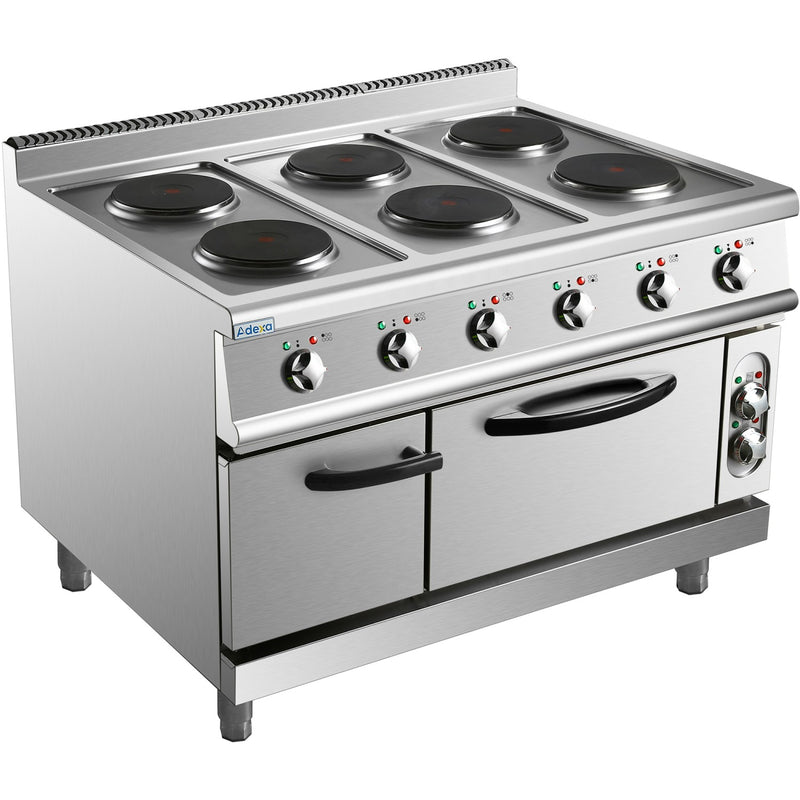 Commercial Electric Cooker 6 Burners with Electric Oven 15.6kW+4.8kW 900mm Depth - HRQ962A