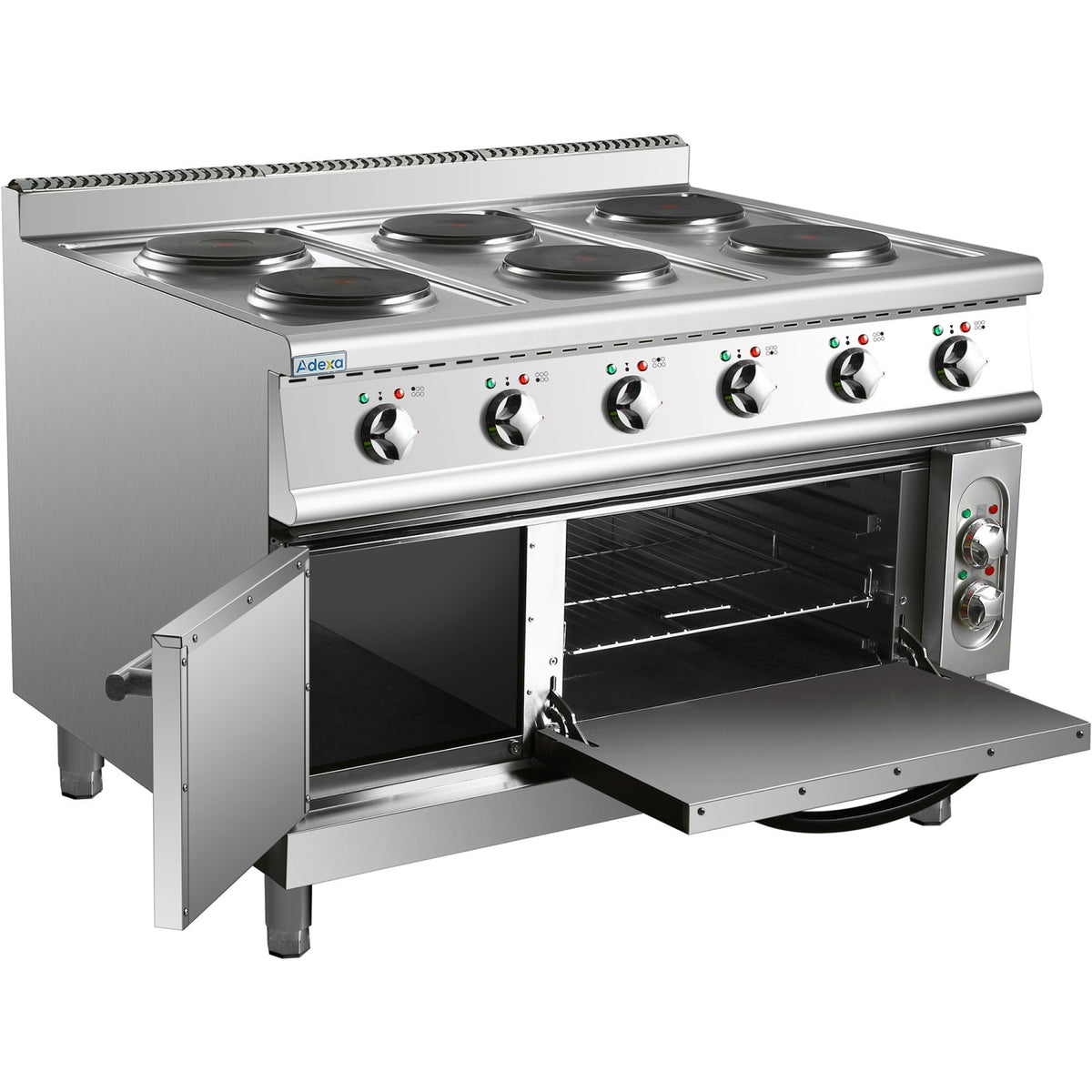 Commercial Electric Cooker 6 Burners with Electric Oven 15.6kW+4.8kW 900mm Depth - HRQ962A