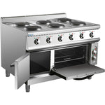 Commercial Electric Cooker 6 Burners with Electric Oven 15.6kW+4.8kW 900mm Depth - HRQ962A