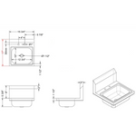 Wall mounted Hand Sink Deck mounted faucet Stainless steel - HS15DH