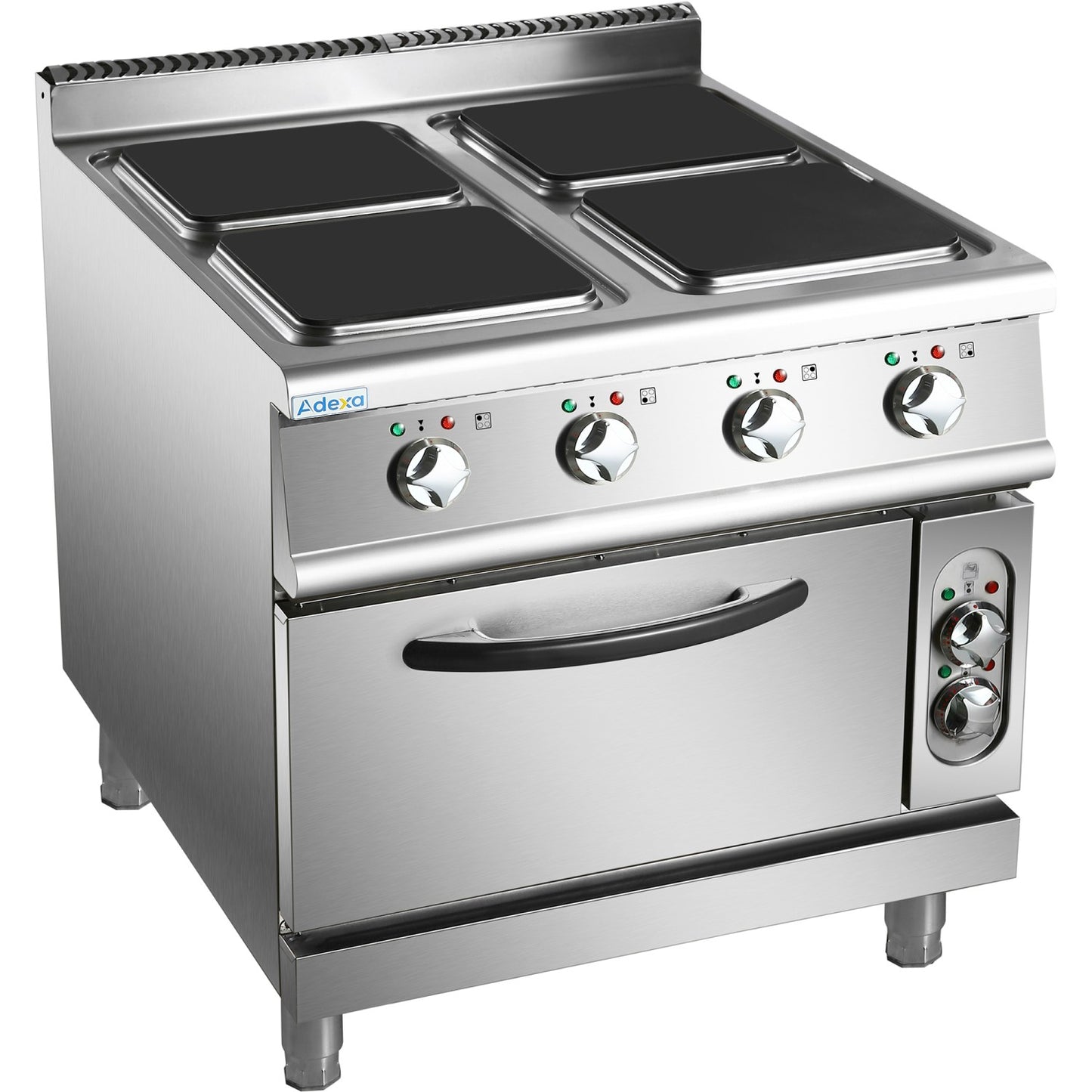 Commercial Electric Cooker 4 Square Burners with Electric Oven 16kW+4.8kW 900mm Depth - HSQ912B