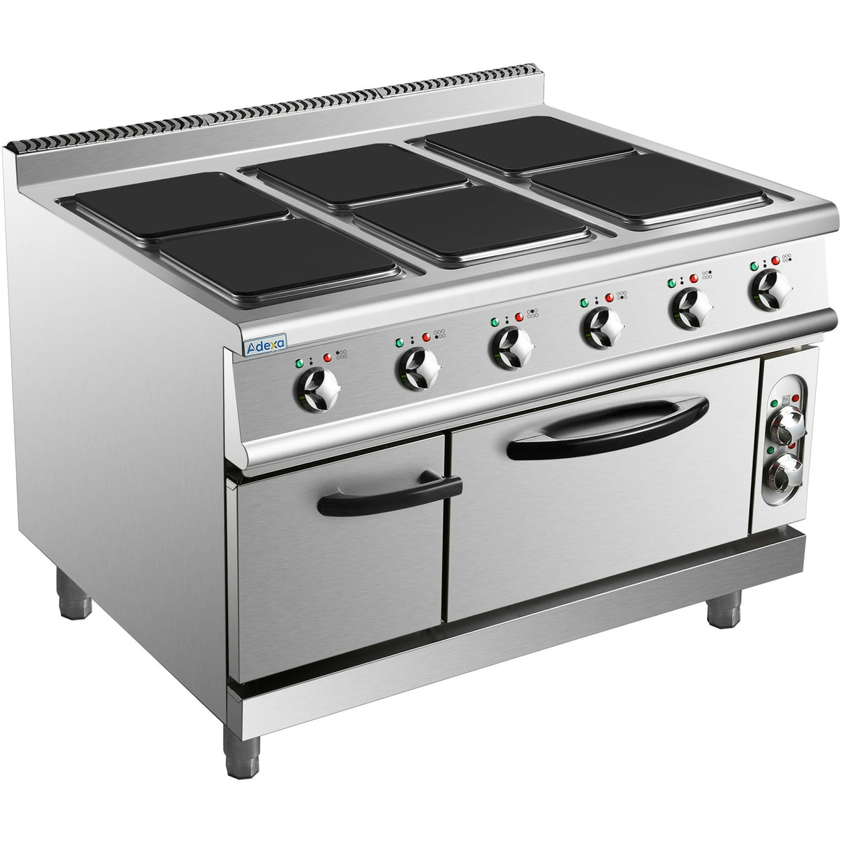 Commercial Electric Cooker 6 Square Burners with Electric Oven 24kW+4.8kW 900mm Depth - HSQ962B