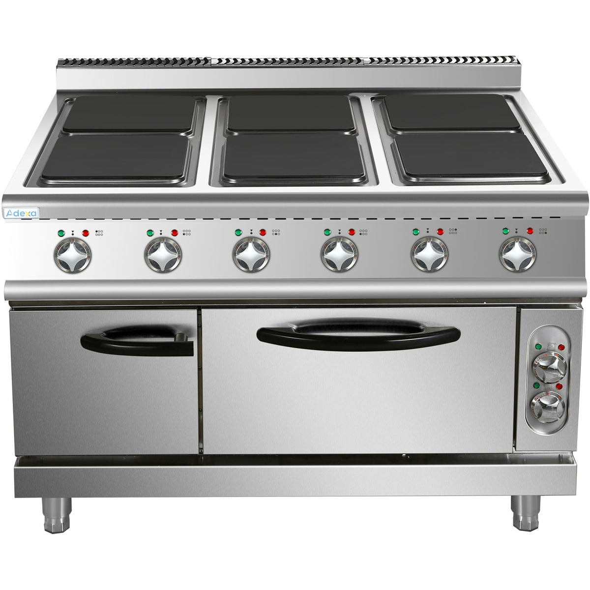 Commercial Electric Cooker 6 Square Burners with Electric Oven 24kW+4.8kW 900mm Depth - HSQ962B