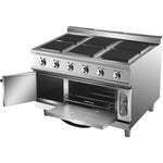 Commercial Electric Cooker 6 Square Burners with Electric Oven 24kW+4.8kW 900mm Depth - HSQ962B