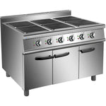 Commercial Electric Cooker 6 Square Burners with Cabinet Base 900mm Depth - HSQ962C