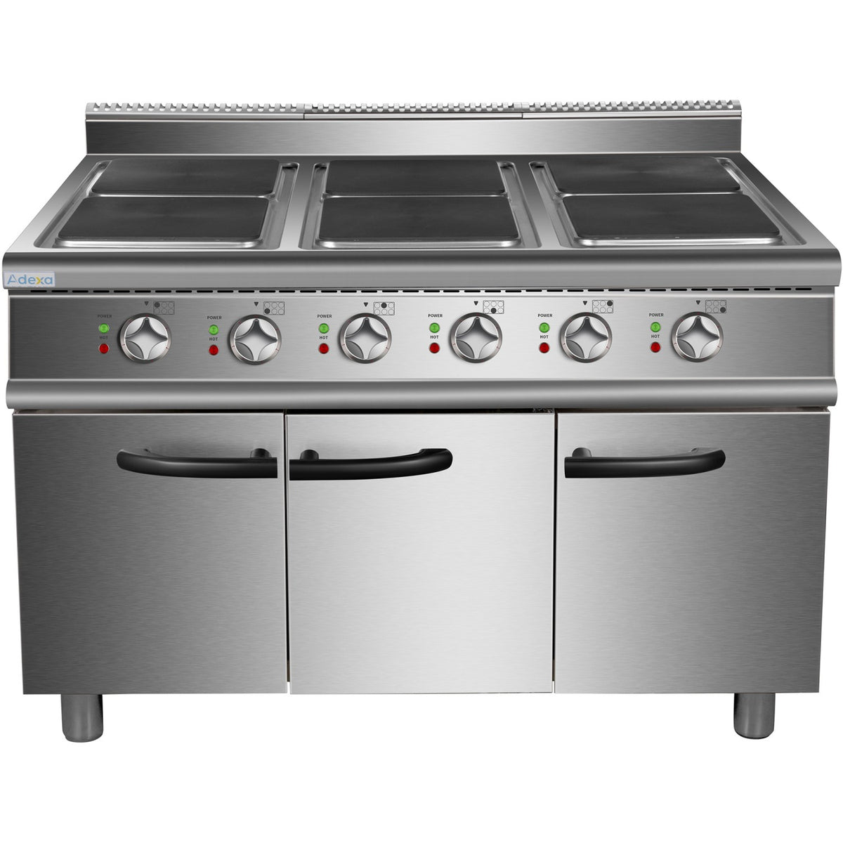 Commercial Electric Cooker 6 Square Burners with Cabinet Base 900mm Depth - HSQ962C