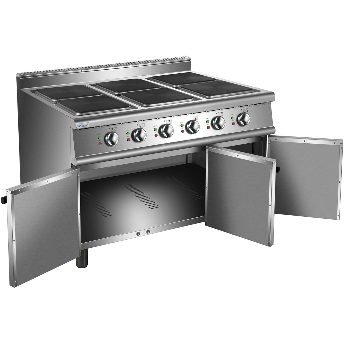 Commercial Electric Cooker 6 Square Burners with Cabinet Base 900mm Depth - HSQ962C