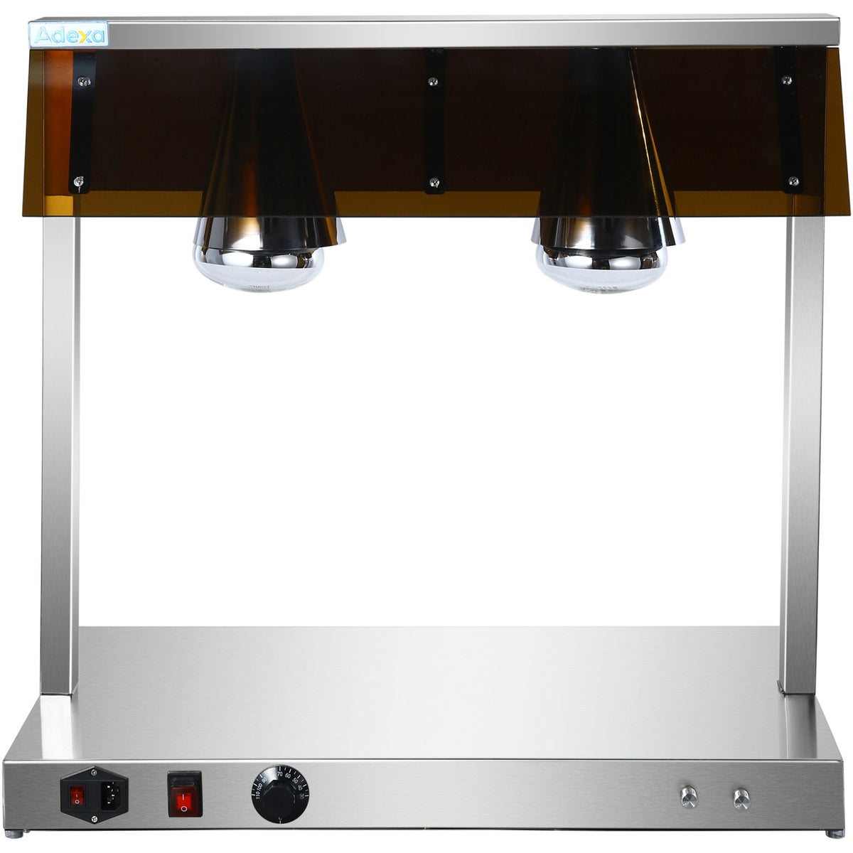 Buffet Food Warmer with Gantry Stainless steel warming plate 2 infrared lamps Sneeze guards 2xGN1/1 - HTC2FA