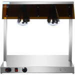 Buffet Food Warmer with Gantry Stainless steel warming plate 2 infrared lamps Sneeze guards 2xGN1/1 - HTC2FA