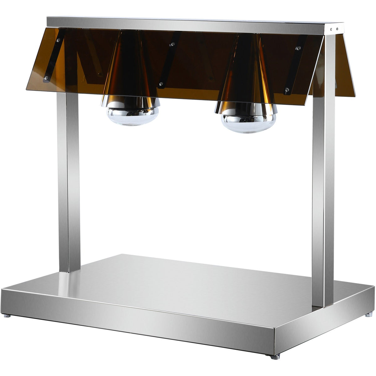 Buffet Food Warmer with Gantry Stainless steel warming plate 2 infrared lamps Sneeze guards 2xGN1/1 - HTC2FA