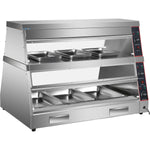 Commercial Two-Tier Heated Showcase Food and Chicken Warmer 1200x760x860mm Countertop Dry Heat and Wet Heat - HW6PB