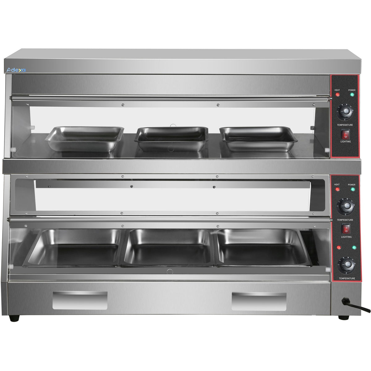 Commercial Two-Tier Heated Showcase Food and Chicken Warmer 1200x760x860mm Countertop Dry Heat and Wet Heat - HW6PB