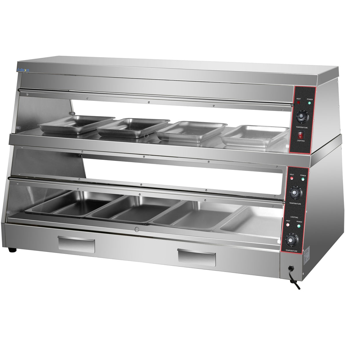 Commercial Two-Tier Heated Showcase Food and Chicken Warmer 1500x760x860mm Countertop Dry Heat and Wet Heat - HW6P