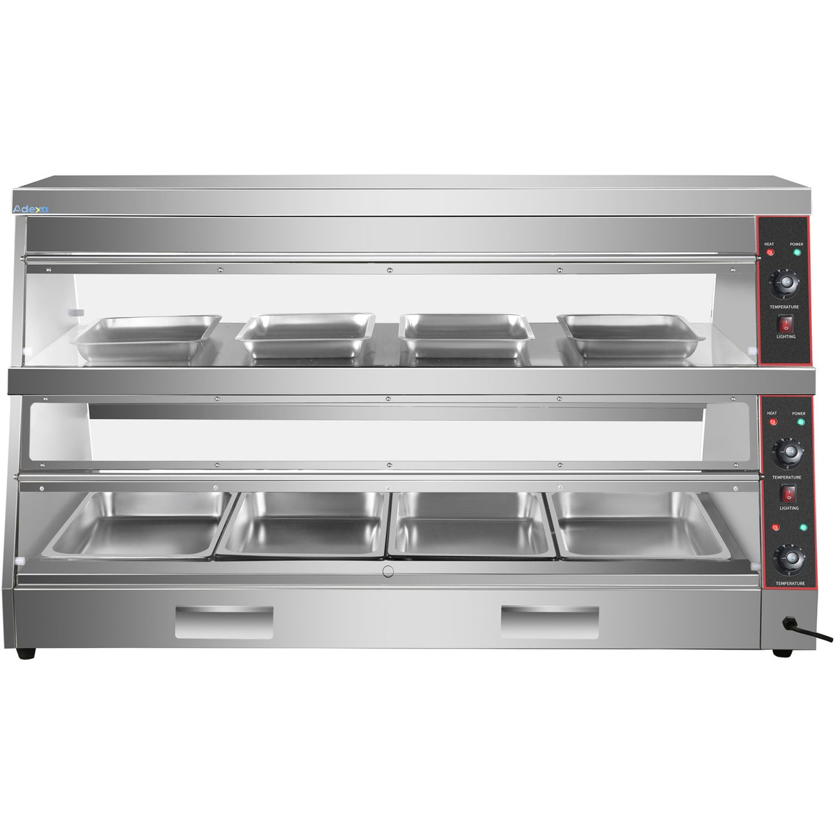 Commercial Two-Tier Heated Showcase Food and Chicken Warmer 1500x760x860mm Countertop Dry Heat and Wet Heat - HW6P