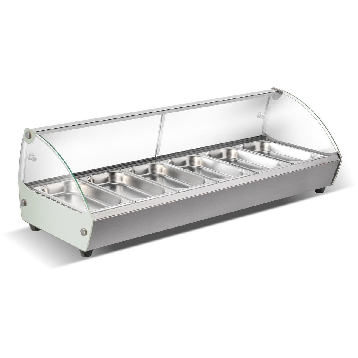 Countertop Curved Front Heated Display Case 6xGN1/3 Stainless Steel - HW6SS