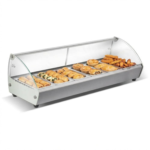 Countertop Curved Front Heated Display Case 6xGN1/3 Stainless Steel - HW6SS