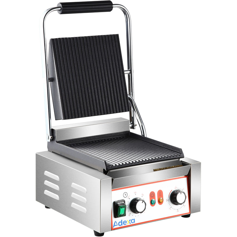 Heavy Duty Panini Contact grill Ribbed Single 1.8W - HXPG811A