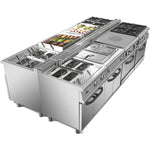 Commercial Electric Cooker 4 Square Burners with Electric Oven 16kW+4.8kW 900mm Depth - HSQ912B