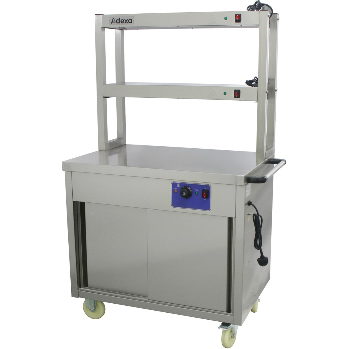 Mobile Flat Top Hot Cupboard with 2 tier Heated Gantry 900mm - HYH09HD