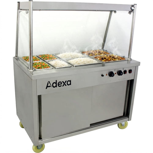 Mobile Food Service Counter with Bain Marie Top and Hot Cupboard - HYH3WS