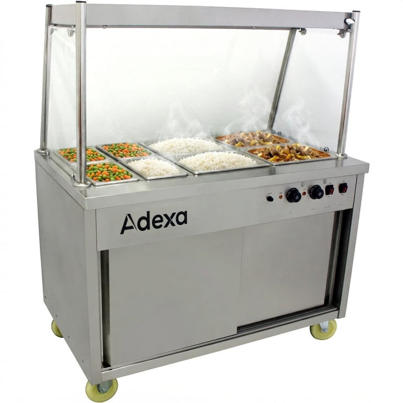 Mobile Food Service Counter with Bain Marie Top and Hot Cupboard - HYH3WS