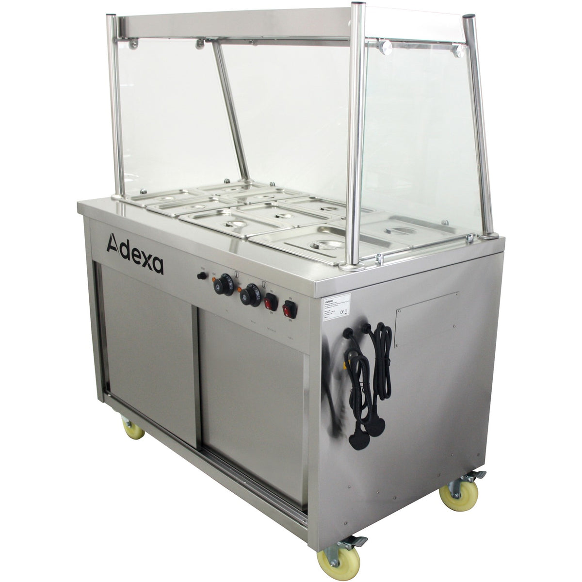 Mobile Food Service Counter with Bain Marie Top and Hot Cupboard - HYH3WS