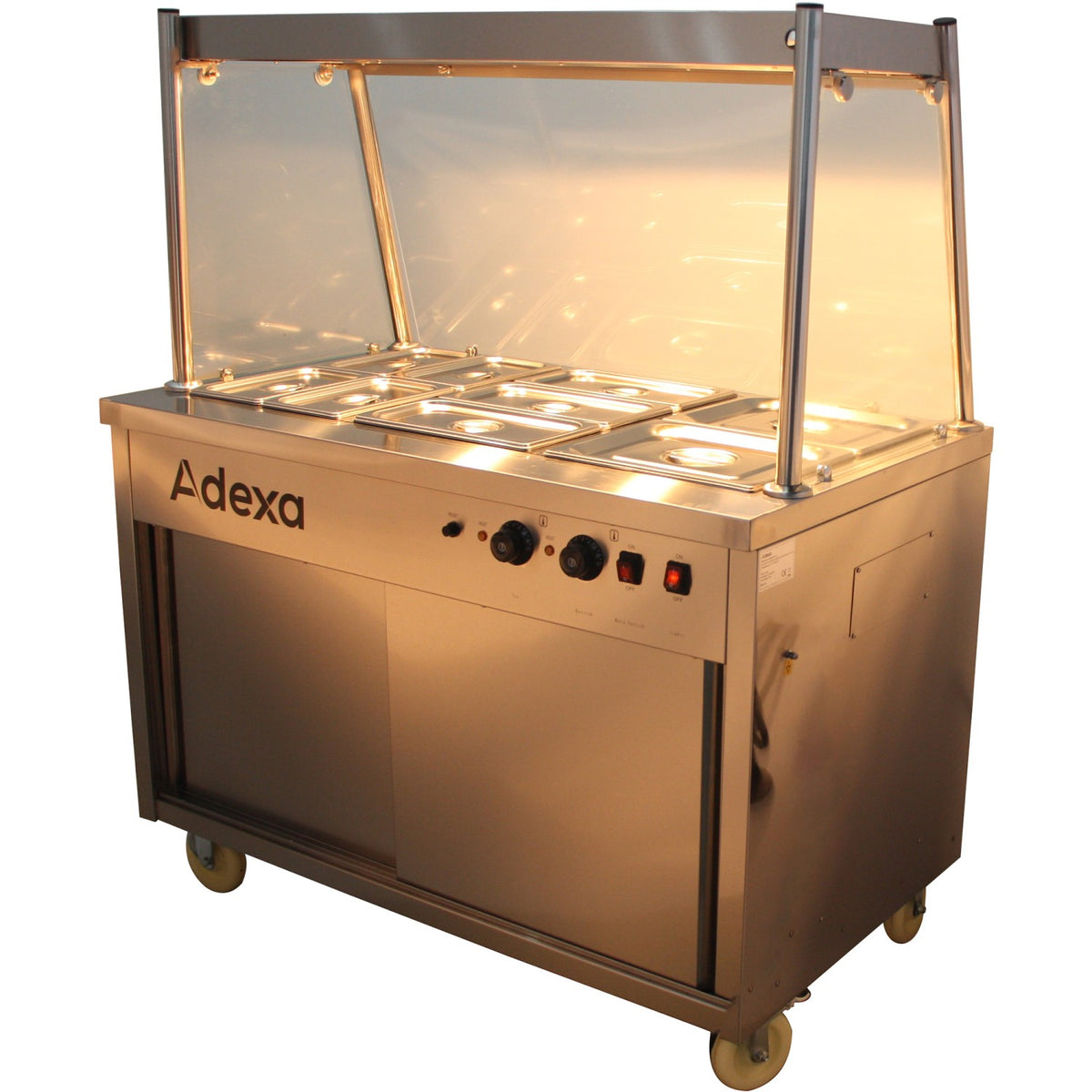 Mobile Food Service Counter with Bain Marie Top and Hot Cupboard - HYH3WS