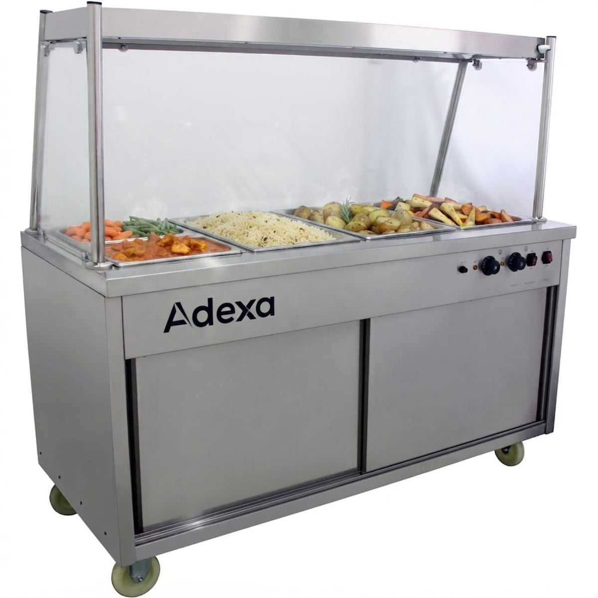 Mobile Food Service Counter with Bain Marie Top and Hot Cupboard - HYH4WS