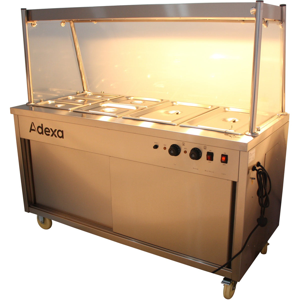 Mobile Food Service Counter with Bain Marie Top and Hot Cupboard - HYH4WS