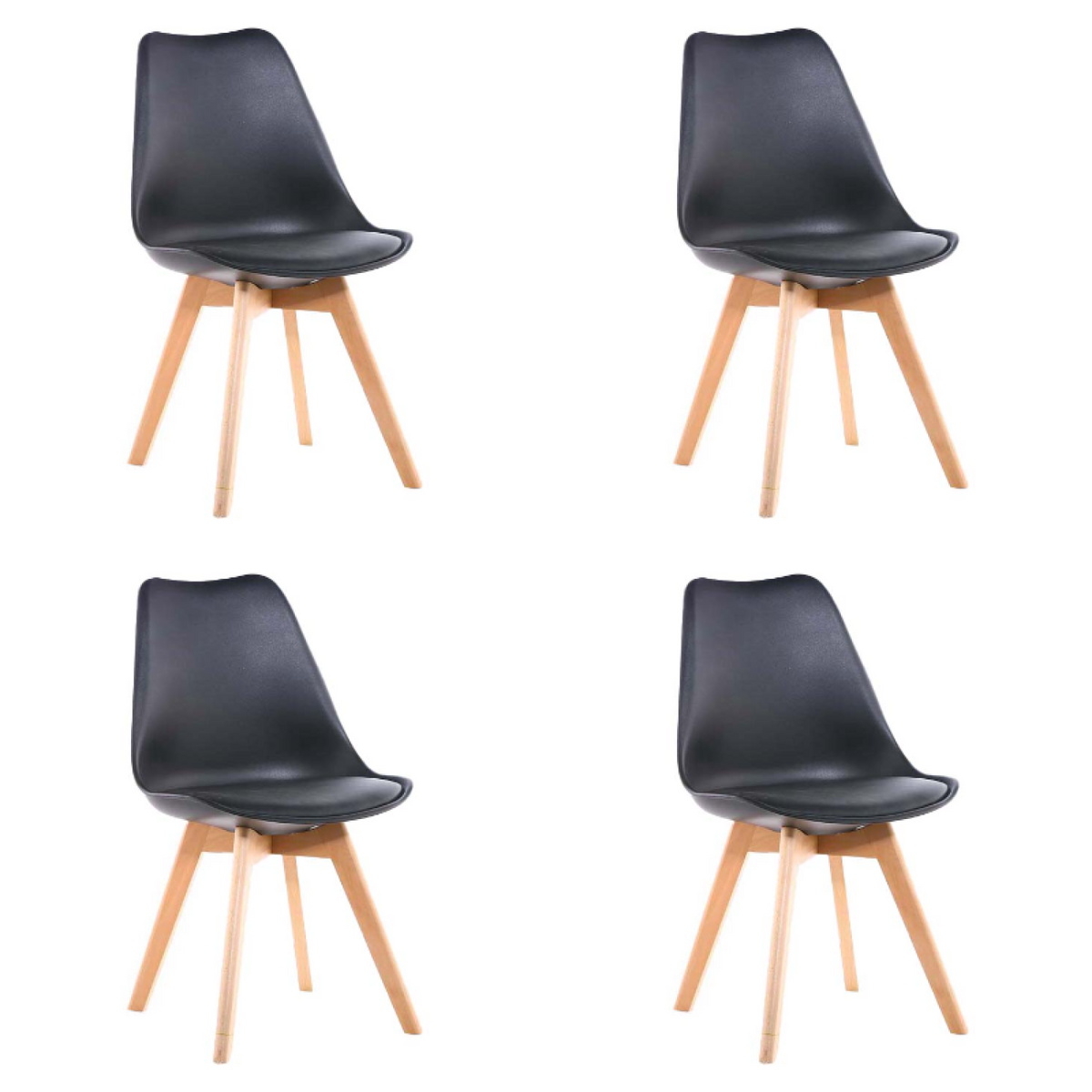 Bistro Dining Chair PP Seat with Beech Wood Legs Black - HYL053D1