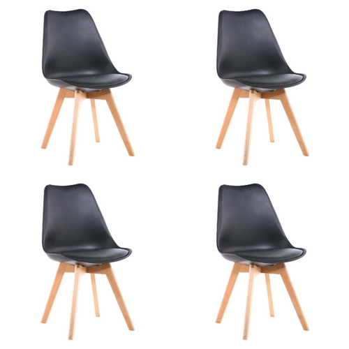 Bistro Dining Chair PP Seat with Beech Wood Legs Black - HYL053D1