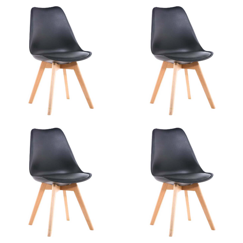 Bistro Dining Chair PP Seat with Beech Wood Legs Black - HYL053D1