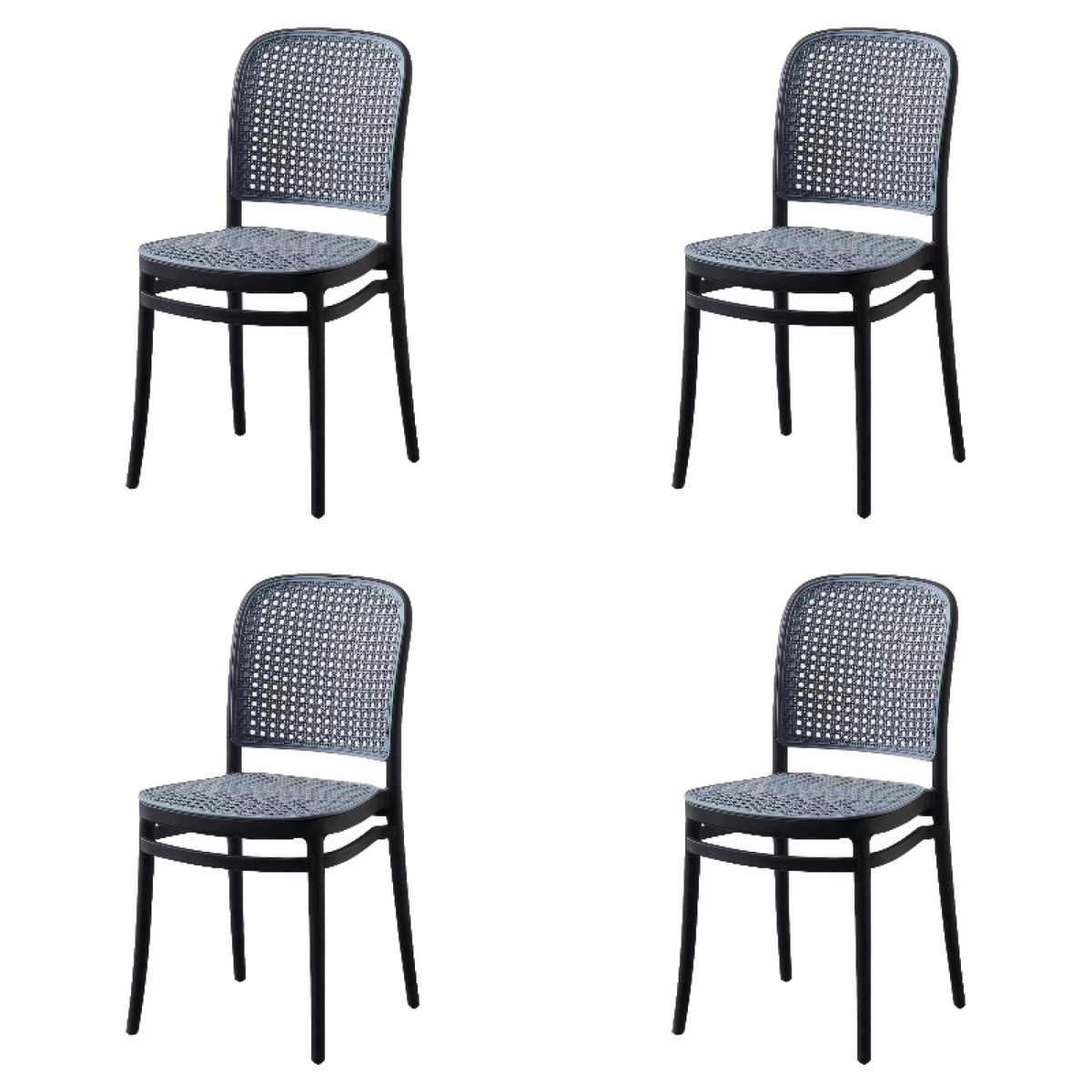 Bistro Dining Chair Plastic Black & Grey Indoors & Outdoors - HYPP25