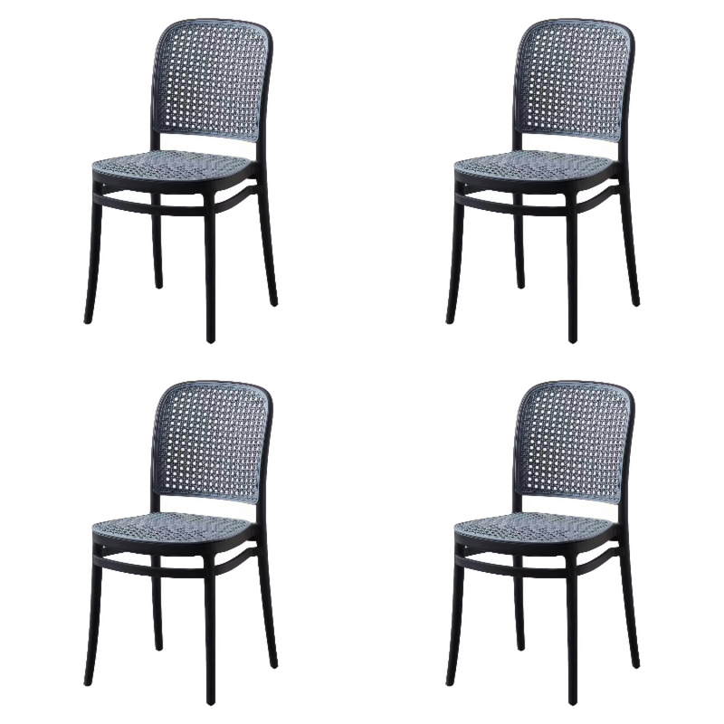 Bistro Dining Chair Plastic Black & Grey Indoors & Outdoors - HYPP25